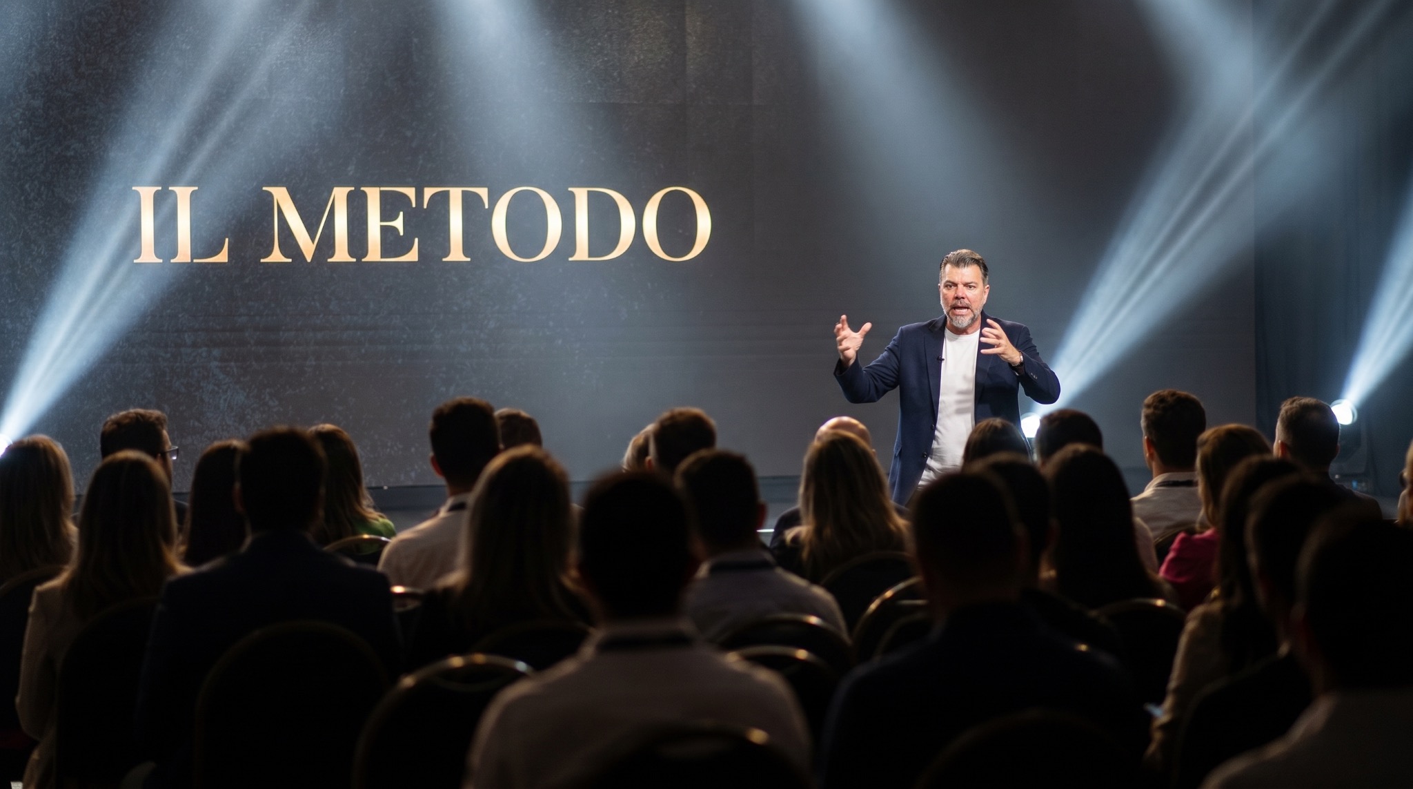 Matteo Maldini durante una conferenza sul trading algoritmico
